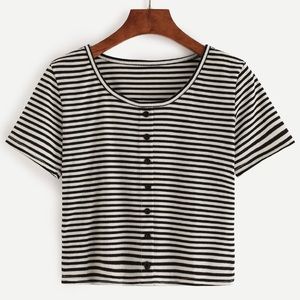Black and white striped crop top